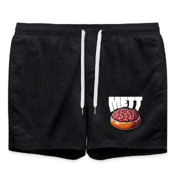 GourMETT - Design für Mettbrötchen Liebhaber - Badeshorts - Schwarz - Vorne - AI Model Male 185 light (185cm)