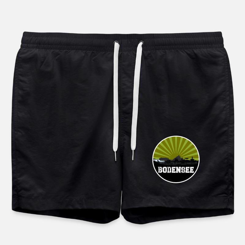Lake Constance Retro Skyline - Swim Trunks - black