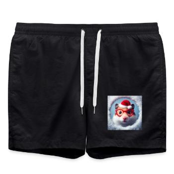 Hamster als Weihnachtsmann - Badeshorts - Schwarz - Vorne - AI Model Male 185 light (185cm)