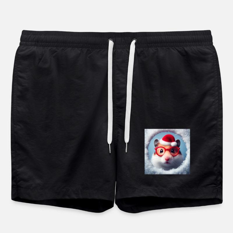 Hamster as Santa Claus - Swim Trunks - black