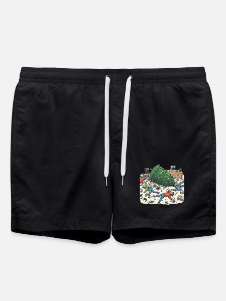 Exuberant Christmas tree party - Swim Trunks - black