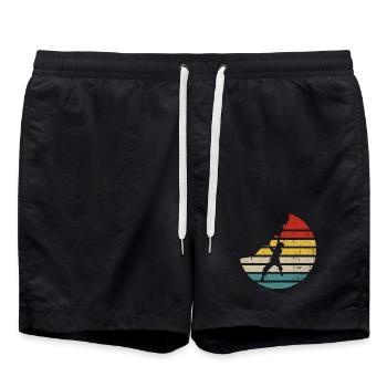 Retro Sunset Kick Silhouette - Badeshorts - Schwarz - Vorne - AI Model Male 185 light (185cm)
