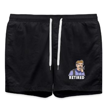 Senior Spruch Pensionist Ruhestand Pensionierung - Badeshorts - Schwarz - Vorne - AI Model Male 185 light (185cm)