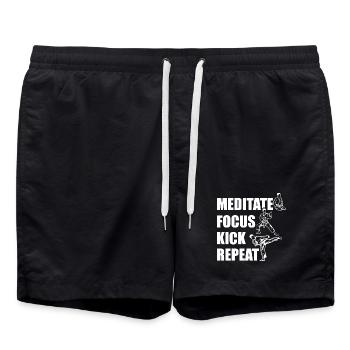 Meditating, Focusing, Kicking - Swim Trunks - black - Front - AI Model Male 185 light (185cm)