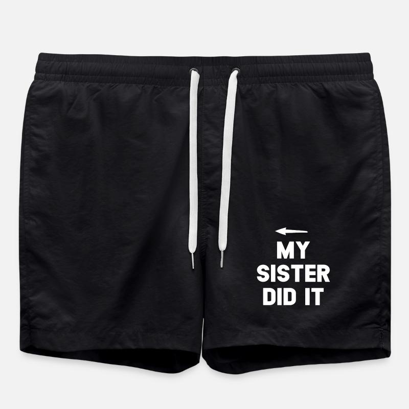 Schwester Errungenschaft Mutiges Zitat - Badeshorts - Schwarz
