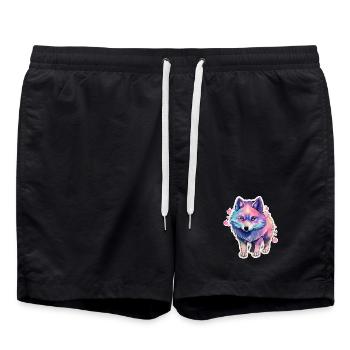 Cute little dog with rainbow fur - Swim Trunks - black - Front - AI Model Male 185 light (185cm)
