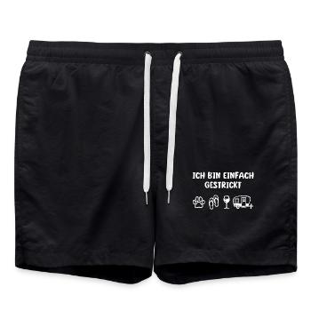 Wanderer Ferien Campen Camping Chillen Camper - Badeshorts - Schwarz - Vorne - AI Model Male 185 light (185cm)