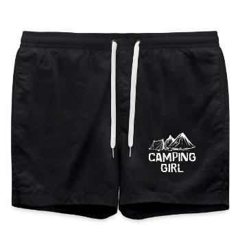 Berge Wanderer Camping Statement Zelten Wanderlust - Badeshorts - Schwarz - Vorne - AI Model Male 185 light (185cm)