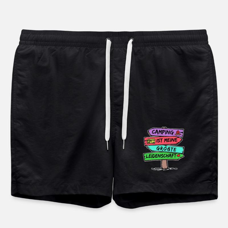 Camping Statement Wanderlust Wanderer Herz Camper - Badeshorts - Schwarz