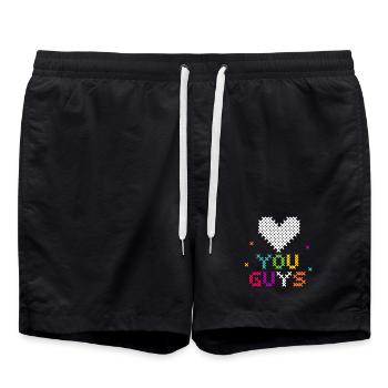 Point de croix Coeur Amour Typographie - Short de bain - noir - Devant - AI Model Male 185 light (185cm)