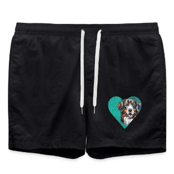 Berner Sennenhund Portrait - Badeshorts - Schwarz - Vorne - AI Model Male 185 light (185cm)