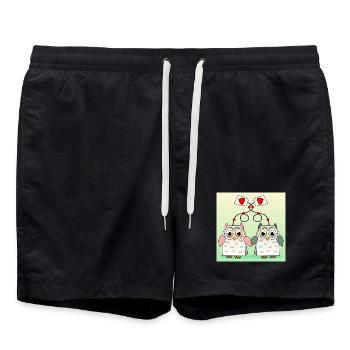 Eulen Tee - Badeshorts - Schwarz - Vorne - AI Model Male 185 light (185cm)