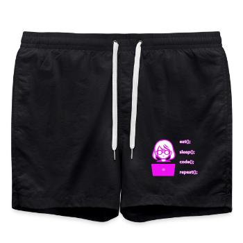 eat sleep code repeat Frau Computer - Badeshorts - Schwarz - Vorne - AI Model Male 185 light (185cm)