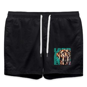 Labrador Retriever Portrait - Badeshorts - Schwarz - Vorne - AI Model Male 185 light (185cm)