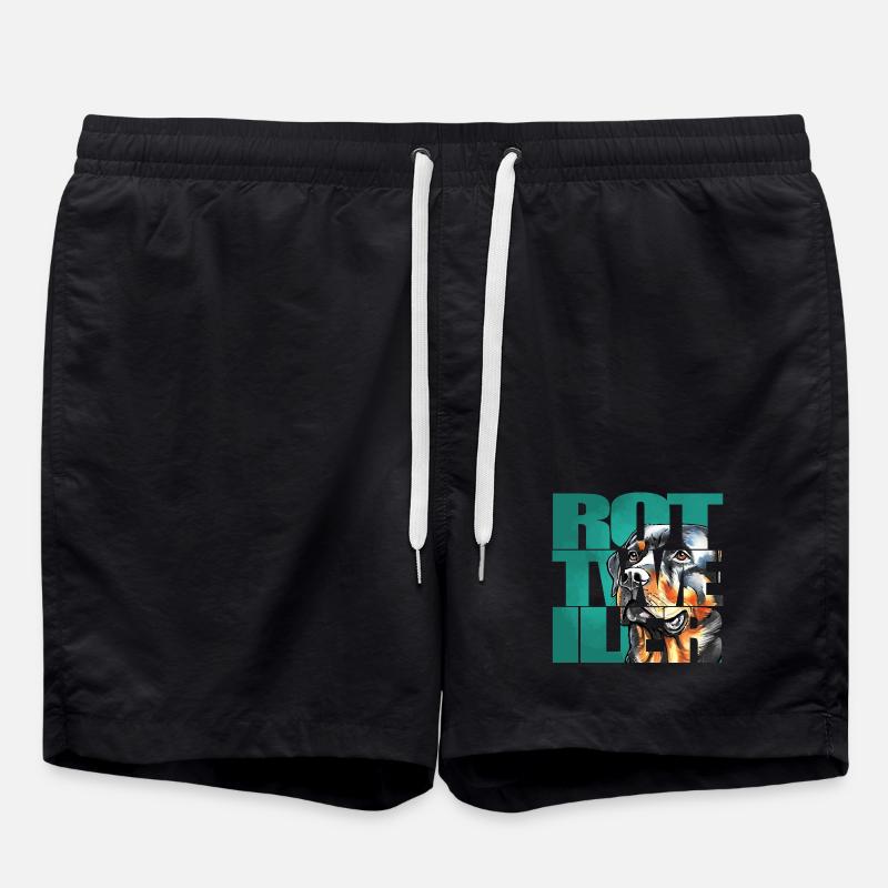 Rottweiler Portrait - Badeshorts - Schwarz