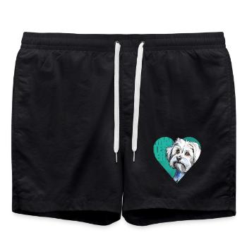 Malteser Portrait - Badeshorts - Schwarz - Vorne - AI Model Male 185 light (185cm)