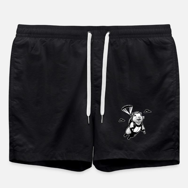 Capybara Skydiver Fallschirmspringen - Badeshorts - Schwarz