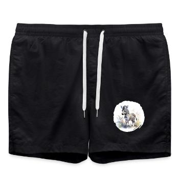 Aquarelle Zèbre - Short de bain - noir - Devant - AI Model Male 185 light (185cm)