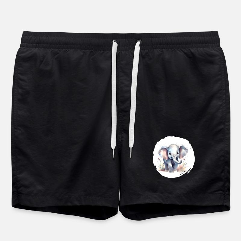 Aquarell Elefant - Badeshorts - Schwarz