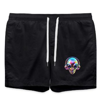 Chromatischer Alien-Kopf mit Kopfhörern - Badeshorts - Schwarz - Vorne - AI Model Male 185 light (185cm)