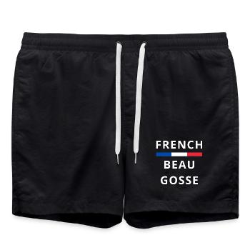 Beau Gosse Français - humour mec séduisant - Short de bain - noir - Devant - AI Model Male 185 light (185cm)