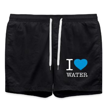 I LOVE WATER Wasser - Badeshorts - Schwarz - Vorne - AI Model Male 185 light (185cm)