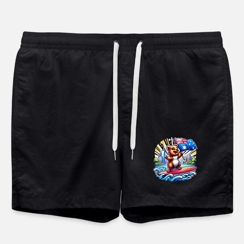 Quokka Australian Surfing Design - Swim Trunks - black