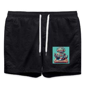Robotic Vinyl Turntable - Swim Trunks - black - Front - AI Model Male 185 light (185cm)