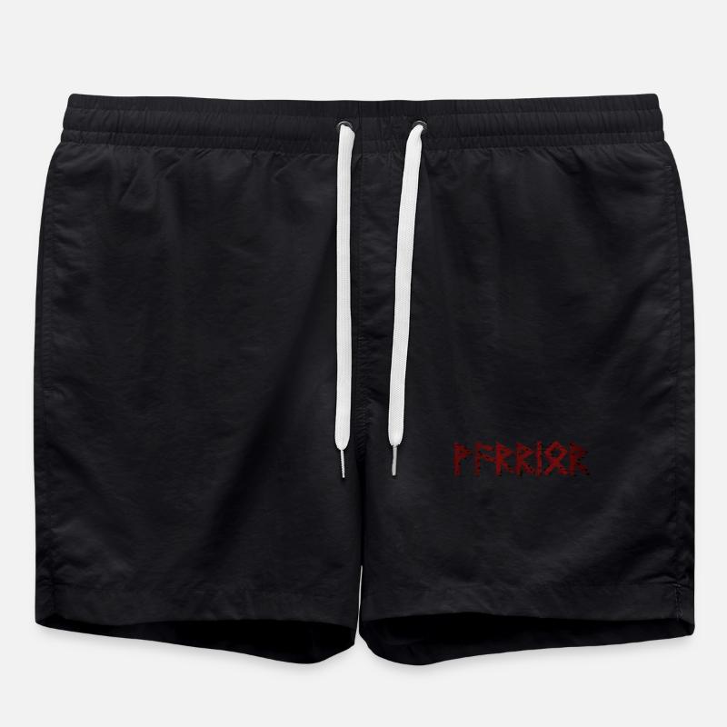 Warrior Lettering Red Runes - Swim Trunks - black