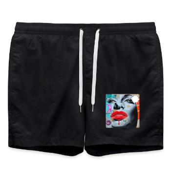 Collage coloré Pop Art - Short de bain - noir - Devant - AI Model Male 185 light (185cm)