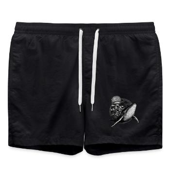 True Moon Love – Frog flies with a whale - Swim Trunks - black - Front - AI Model Male 185 light (185cm)