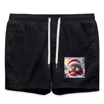 Christmas Hedgehog - Swim Trunks - black - Front - AI Model Male 185 light (185cm)
