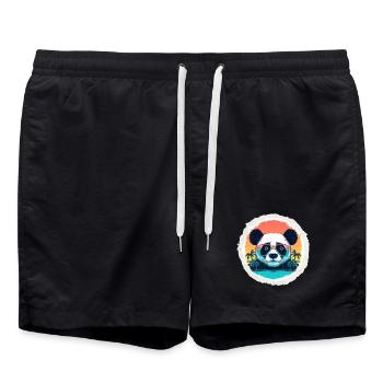 Baby panda in holidays - Swim Trunks - black - Front - AI Model Male 185 light (185cm)