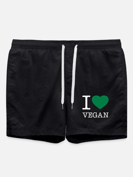 I LOVE VEGAN - Swim Trunks - black