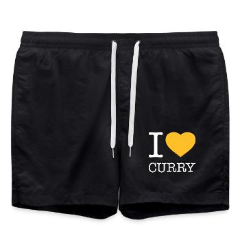I LOVE CURRY - Badeshorts - Schwarz - Vorne - AI Model Male 185 light (185cm)
