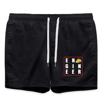 Carrière, Ingénieur, Emploi, Citation, Employé, Succès - Short de bain - noir - Devant - AI Model Male 185 light (185cm)