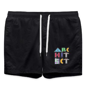 Karriere Architekt Beruf Job Arbeit Vorgesetzter - Badeshorts - Schwarz - Vorne - AI Model Male 185 light (185cm)