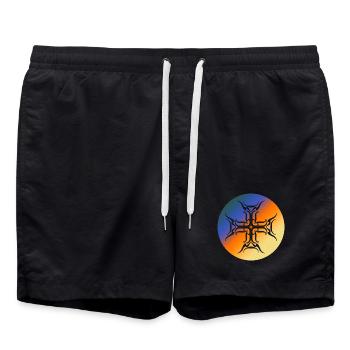 Roundel Tribal Cross Colorful Gradient T-Shirt - Swim Trunks - black - Front - AI Model Male 185 light (185cm)