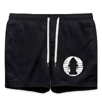 Dessin de bouche d’incendie - Short de bain - noir - Devant - AI Model Male 185 light (185cm)