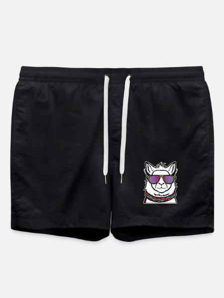 Cool Llama - Swim Trunks - black