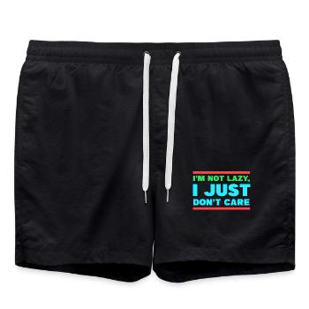 I don't care chill statement attitude indifferent - Swim Trunks - black - Front - AI Model Male 185 light (185cm)