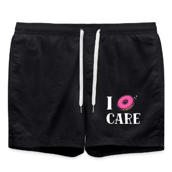 Funny sayings don't matter donut I don't care attitude - Swim Trunks - black - Front - AI Model Male 185 light (185cm)