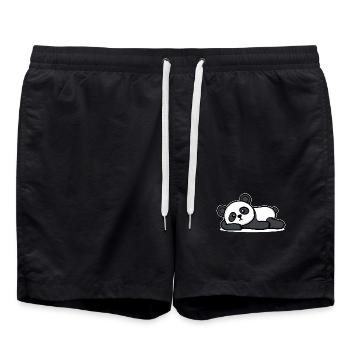 Relax Panda I don't care indifferent attitude - Swim Trunks - black - Front - AI Model Male 185 light (185cm)