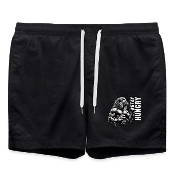Lion Roars Stay Hungry Boxer Boxing Gift - Swim Trunks - black - Front - AI Model Male 185 light (185cm)