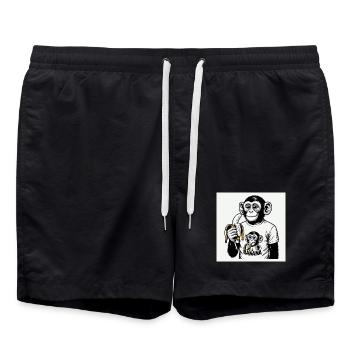 Ein Affe und seine Banane - Badeshorts - Schwarz - Vorne - AI Model Male 185 light (185cm)