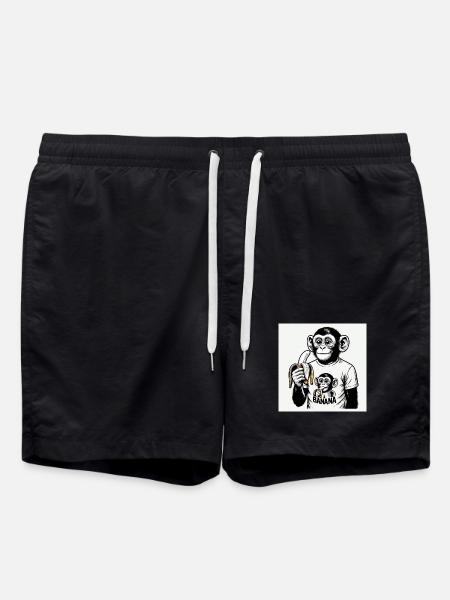 A monkey and his banana - Swim Trunks - black