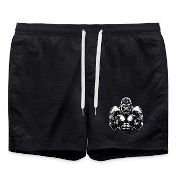 Gorilla Boxer Kämpfer Boxen Geschenk - Badeshorts - Schwarz - Vorne - AI Model Male 185 light (185cm)
