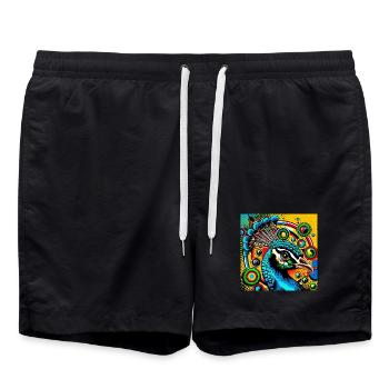Paon Pop Art - Short de bain - noir - Devant - AI Model Male 185 light (185cm)