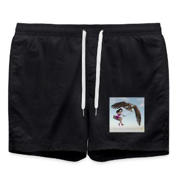 Swinging in the sky. - Swim Trunks - black - Front - AI Model Male 185 light (185cm)