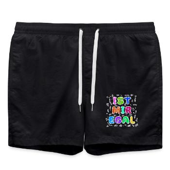 I don't care about relax statement indifferent attitude - Swim Trunks - black - Front - AI Model Male 185 light (185cm)